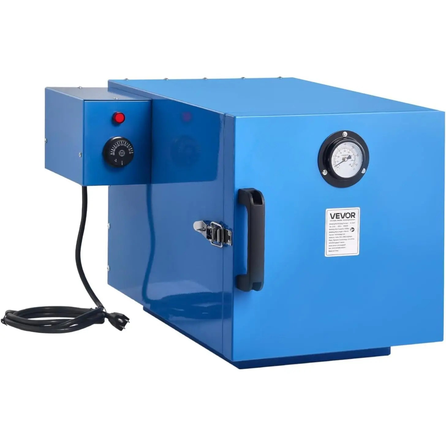 VEVOR Countertop Welding Rod Oven, 200LBS Capacity Steel Unit, 1060W 120V, 104°F-392°F Adjustable Temp Knob, Galvanized Coating, Fecral Alloy, Extends Electrode Lifespan, Improves Weld Quality, Fits 18-in Stick Electrodes, Locking Latch, Temp Gauge