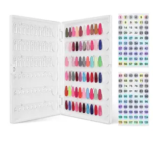 Nail Display Book Plastic Nail Color Book, C10 Nail Polish Display Color Chart with Clear Nail Tips and Nail Polish Number Labels