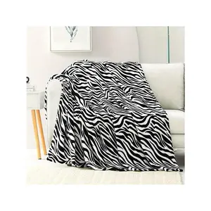 [Zebra Print Throw Blanket] Luxurious Zebra Print Throw Blanket Sofa - Soft, Warm Flannel, 50x60 Inches, All-Season Comfort, Vintage Style,.0% - Cozy