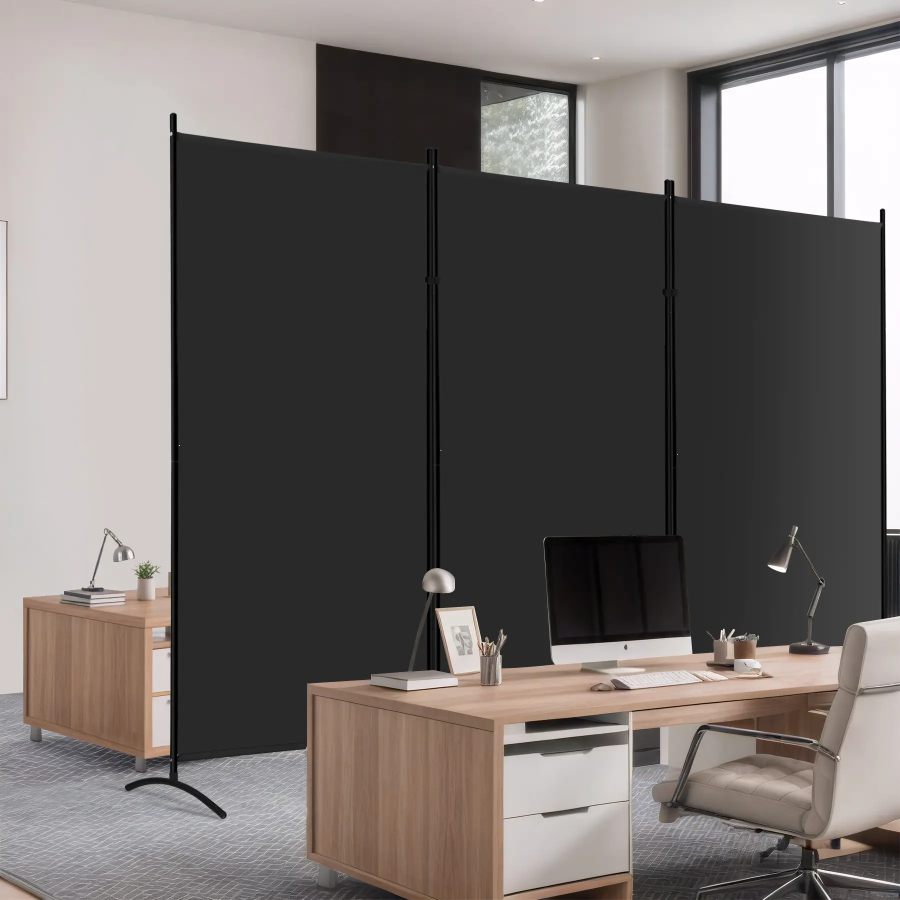 JupiterForce Tri-Panel Adjustable Room Divider, 3-Panel Freestanding ...