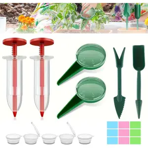 12PCS Handheld Garden Seed Spreader Tool Set, Durable Plastic Mini Seed Sower Dispenser with Adjustable Dial for Easy Planting perfect gardening gift support accessories outdoor use peony cages tomato planter pot
