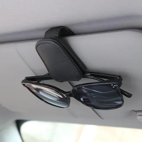 Car Sun Visor Sunglasses Holder, Magnetic Leather Eyeglass Clip, Car Glasses Frame, Ticket Card Holder, Car Organizers, Car Organization Supplies, Car Accessories Tool, Sunglasses Holder For Car