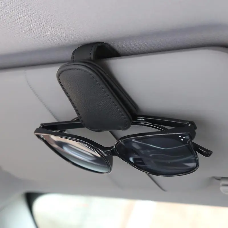 Car Sun Visor Sunglasses Holder, Magnetic Leather Eyeglass Clip, Car Glasses Frame, Ticket Card Holder, Car Organizers, Car Organization Supplies, Car Accessories Tool, Sunglasses Holder For Car