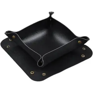 Key Leather Valet Tray Nightstand Jewelry Holder Box for Men Desktop Sundries Box for Dice Phone Sunglasses Catch All