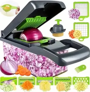 16-in-1 Professional Vegetable Chopper & Mandoline Slicer  Pro Food Dicer with Container - Multifunctional Veggie Cutter for Onion, Salad & Potato - Kitchen Must-Haves 2026 - Effortless Meal Prep Tool