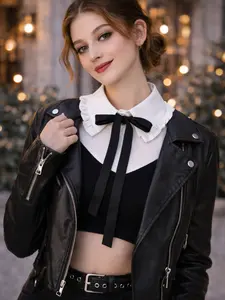 French Style Ribbon Collar, Chic Detachable Collar with Bow Tie, Frill Trim Tie, Sweet Valentine’s Day Gift for Her, Stylish Accessory for Women