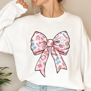 Retro Nurse Coquette Bow Shirt, Nurse Life Tee, Girly Nurse T-Shirt, Nursing, Nurse Week 2025 Sweatshirt, RN CNA Nurse Gift Shirts