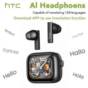 HTC NE40 Wireless Bluetooth Headset, 134 Language Translation, LED Display, Waterproof In-Ear, App Support