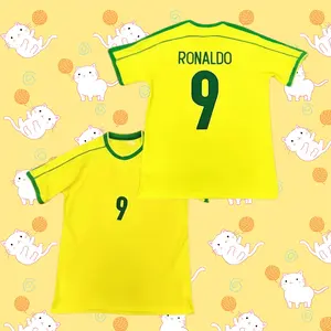 Brazil National Team 1998 Home World Cup Retro Jersey – Ronaldo #9
