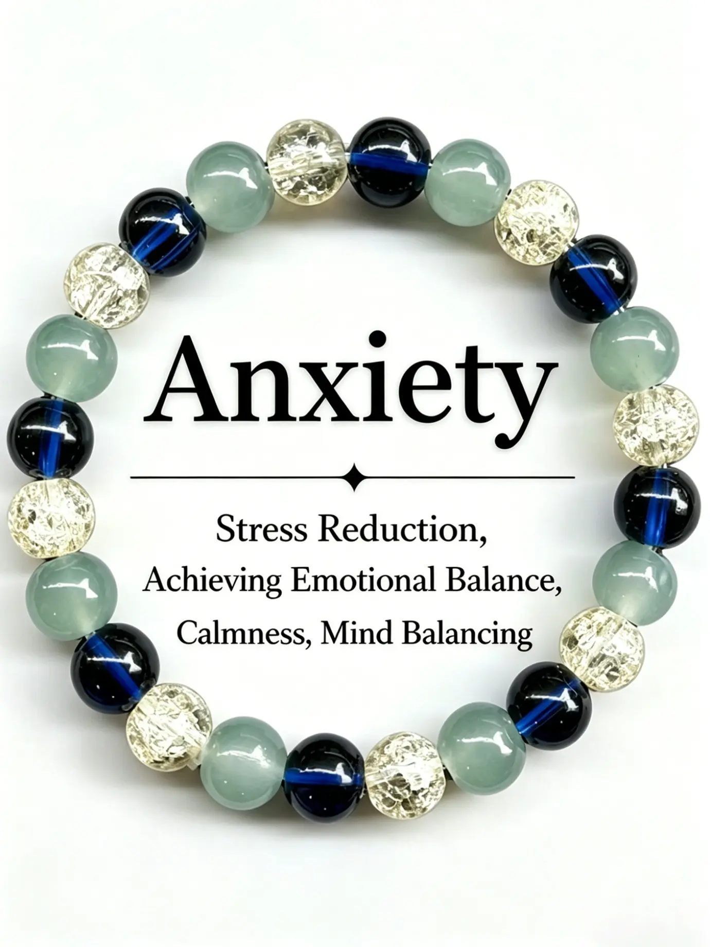 Unisex Anxiety Relief Crystal Bracelet, Stress-Reducing Emotional Balance Band, Daily Wear Healing Crystal Jewelry, Perfect Mental Gift, Bracelets Jewelry
