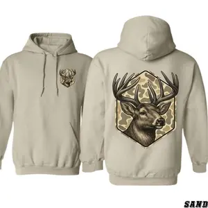 Deer Hunter Camo Buck Hoodie, Straight Up Southern Hunting Sweatshirt for Men, Country Outdoors Hoodie Gift for Hunters and Outdoorsmen Menswear Stylish - KitchenEra