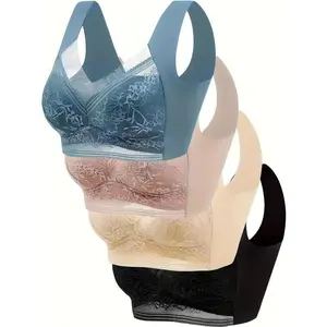 4-pack 4-Pack Lace Bralettes, Supportive & Breathable Thin Bras for Women, Beauty Back Underwear