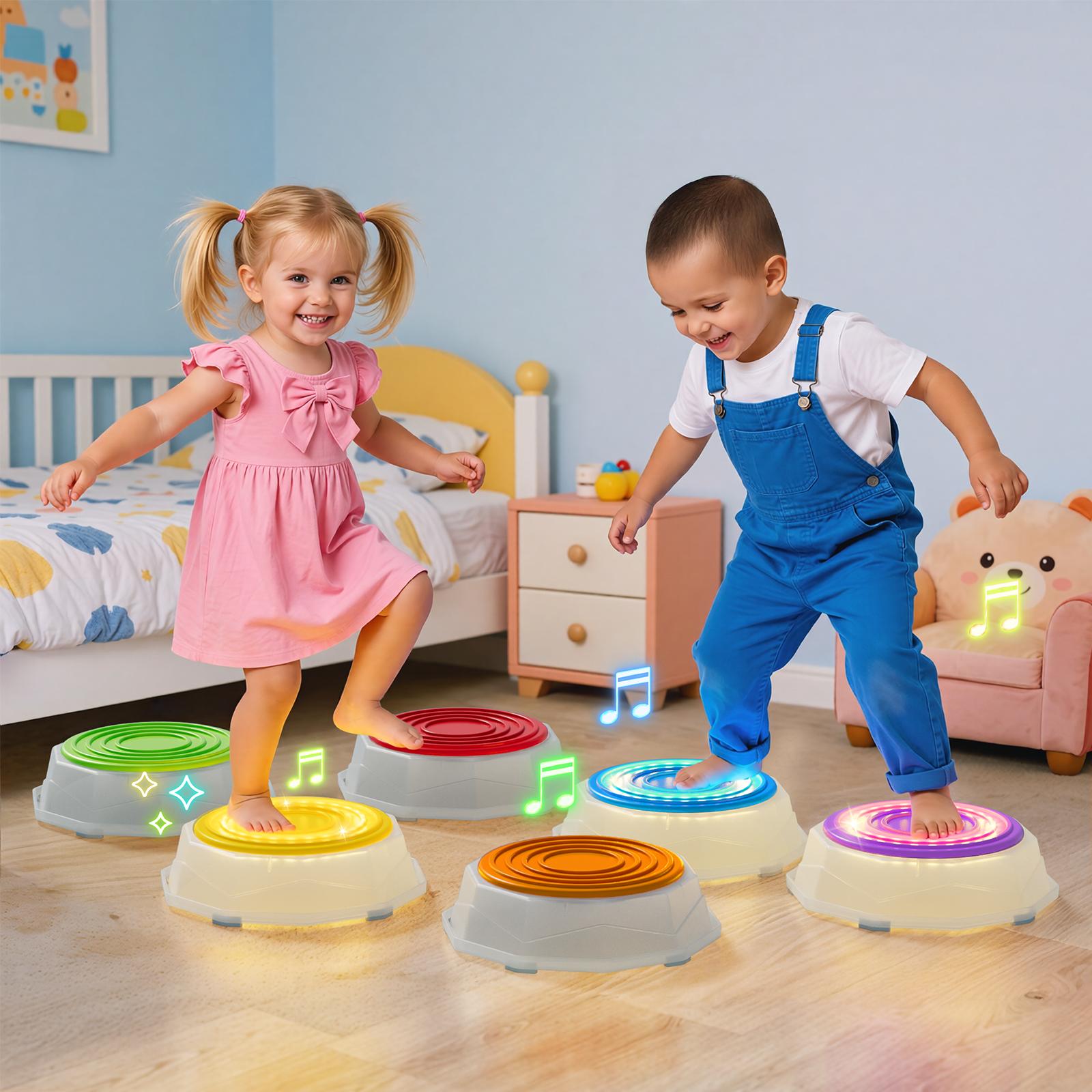 Light Up Stepping Stones for Toddlers 3-5 - 6 PCS Non-Slip Musical Sensory Stepping Stones, Toddler Obstacle Course Sensory Toys, Indoor & Outdoor Play Gift Colorful Fun Soft Design Spring Light Up Stepping Stones for Toddlers 3-5 - 6 PCS Non-Slip Musical Sensory Stepping Stones, Toddler Obstacle Course Sensory Toys, Indoor & Outdoor Play Gift Colorful Fun Soft Design Spring
