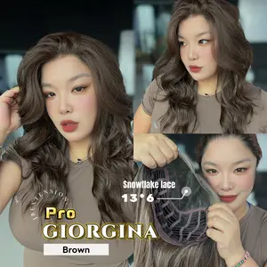 JBEXTENSION 21 Inches Curly Pre-Cut 13X6 Free Part Snowflake Lace Frontlace Glueless Wig GIORGINA PRO【BENDY EAR TABS】