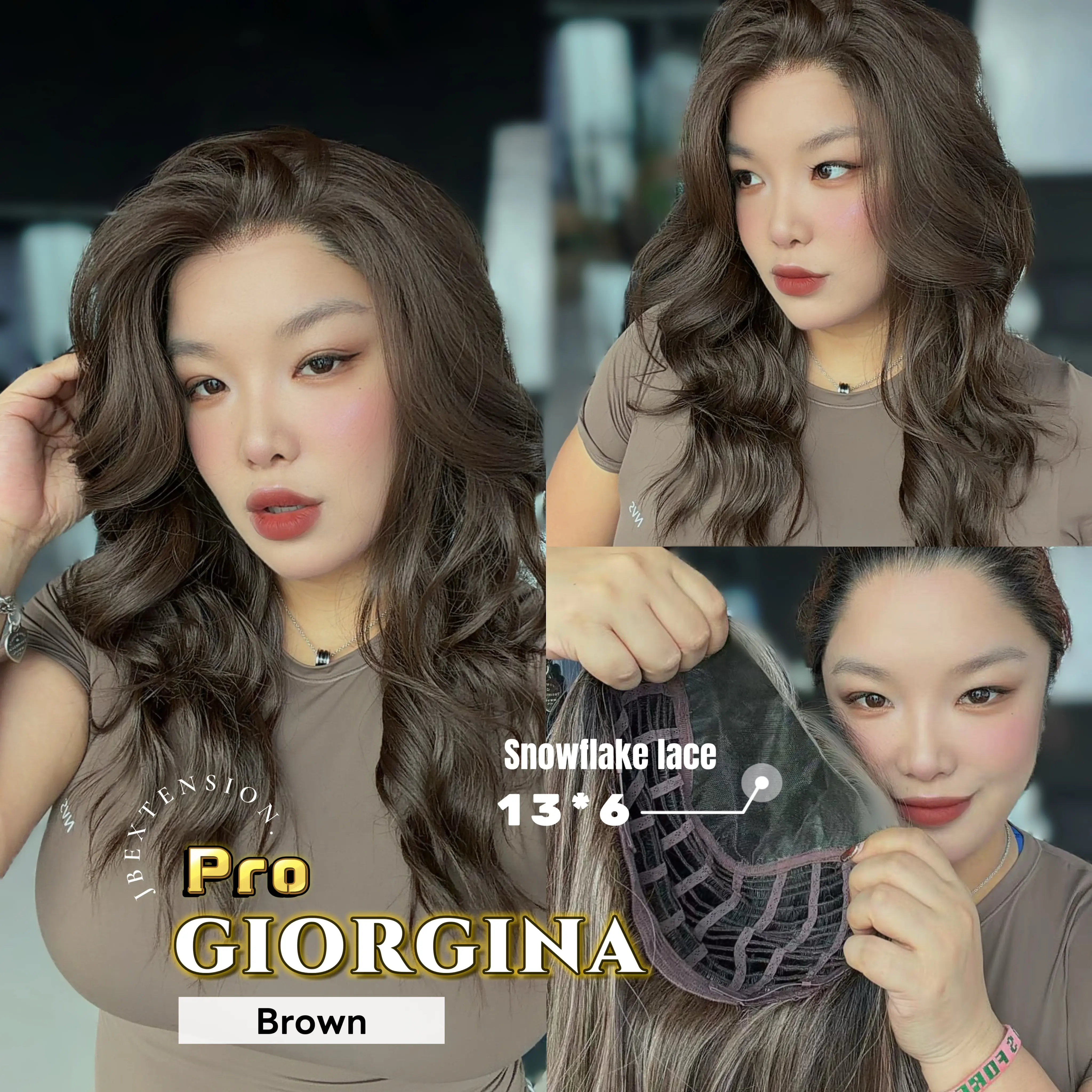 JBEXTENSION 21 Inches Curly Pre-Cut 13X6 Free Part Snowflake Lace Frontlace Glueless Wig GIORGINA PRO【BENDY EAR TABS】