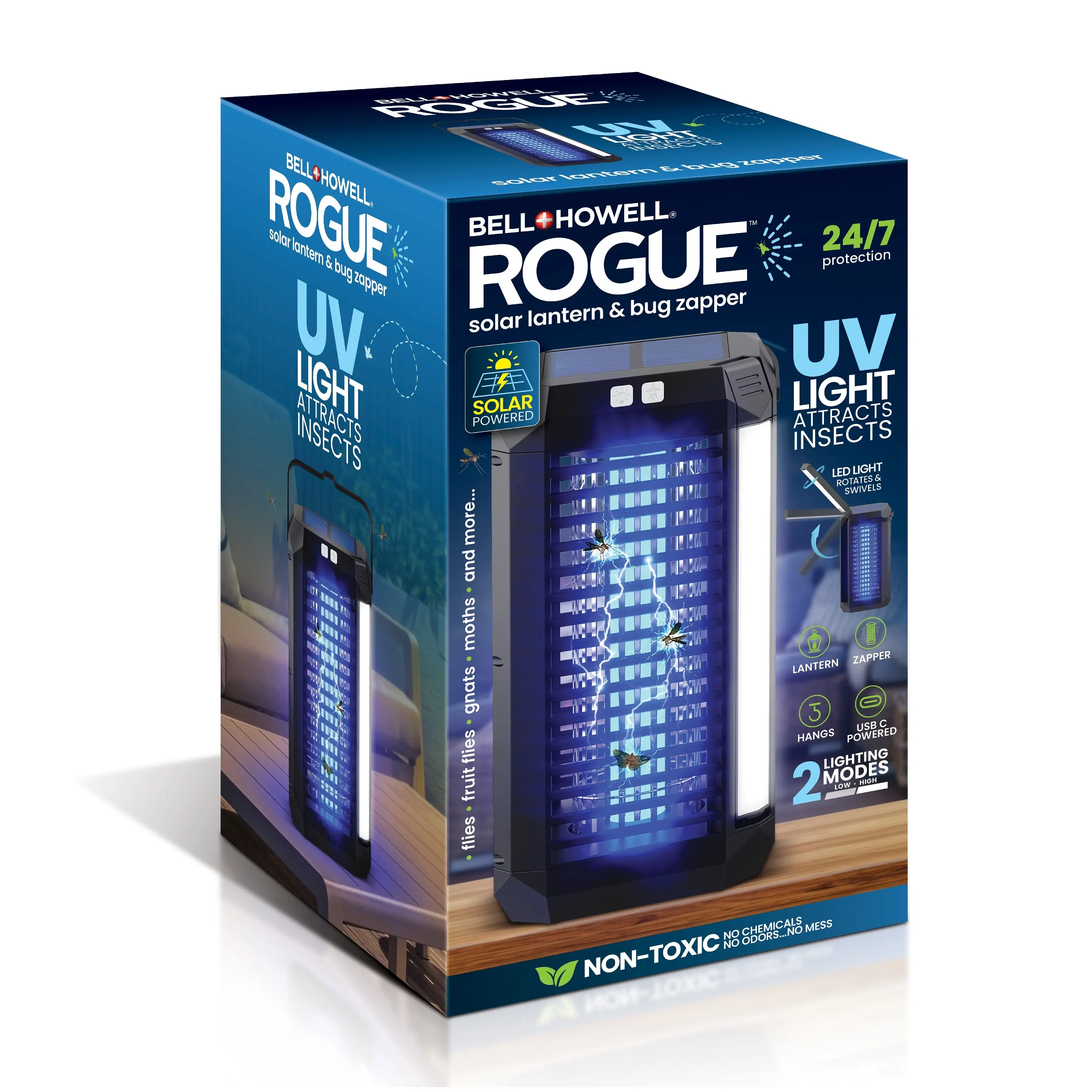 Rogue Solar Lantern and Insect Zapper – Portable, Weatherproof, Rechargeable UV Bug Control with LED Light Modes Rogue Solar Lantern and Insect Zapper – Portable, Weatherproof, Rechargeable UV Bug Control with LED Light Modes