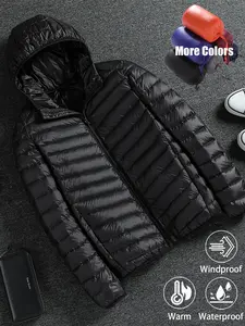 Men's Casual Fashion Waterproof Windproof Warm Basic Hooded Down Jacket,versatile,durable,wrinkle-resistant lightweight outdoor sports jacket.Perfect for daily commuting,wilderness adventures,hiking,and fishing.Suitable for layering or wearing alone.Coats