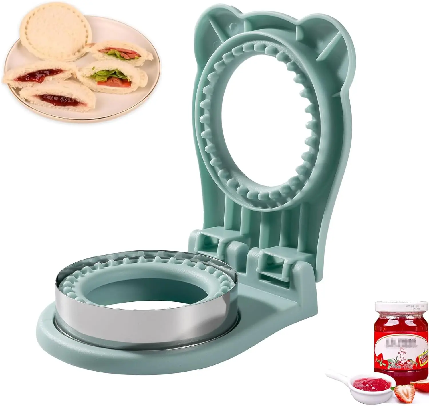 3.7 Inch - Uncrustable Sandwich Maker, Sandwich Pocket Circle Shape Cutter & Sealer for Kids Breakfast and Lunchboxes, Light Blue