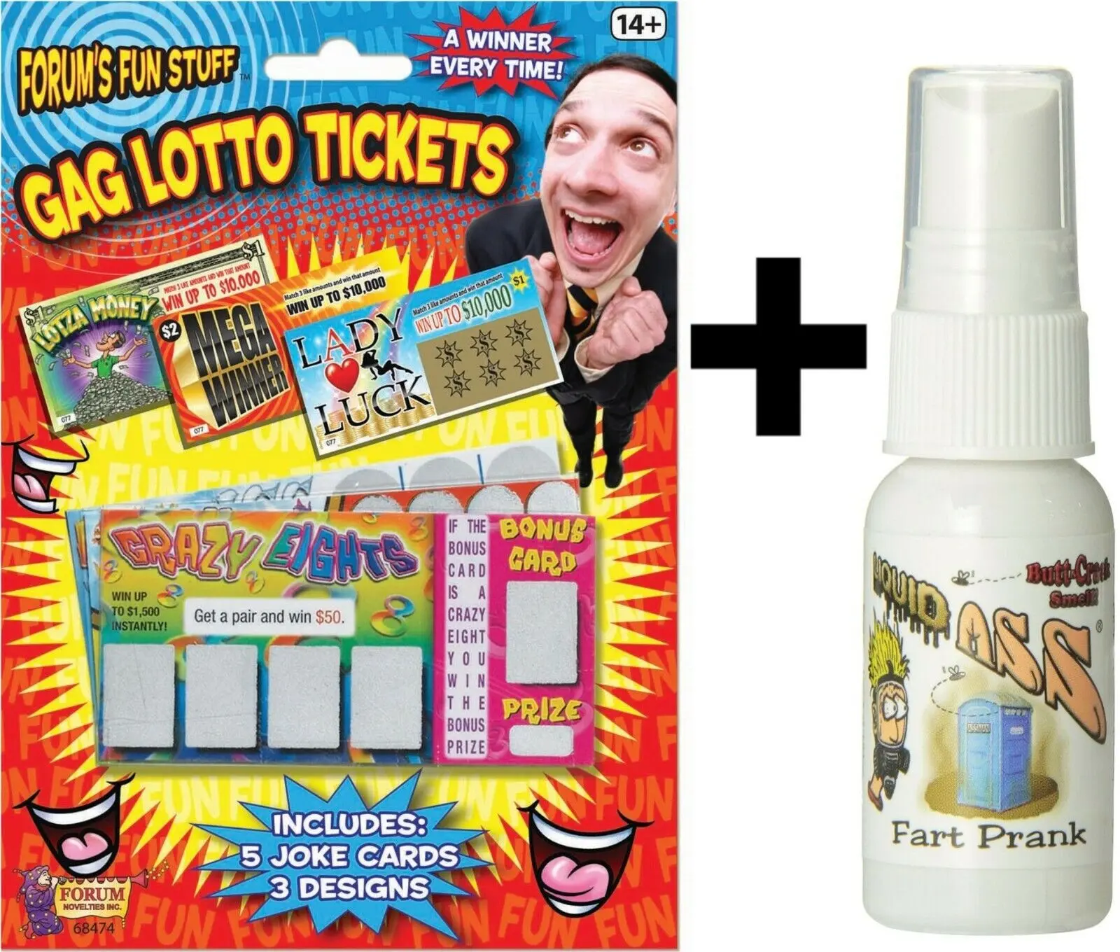 💨 Liquid Ass Spray + 🎟️ 5-Pack Fake Lotto Tickets – Ultimate Prank Combo Set