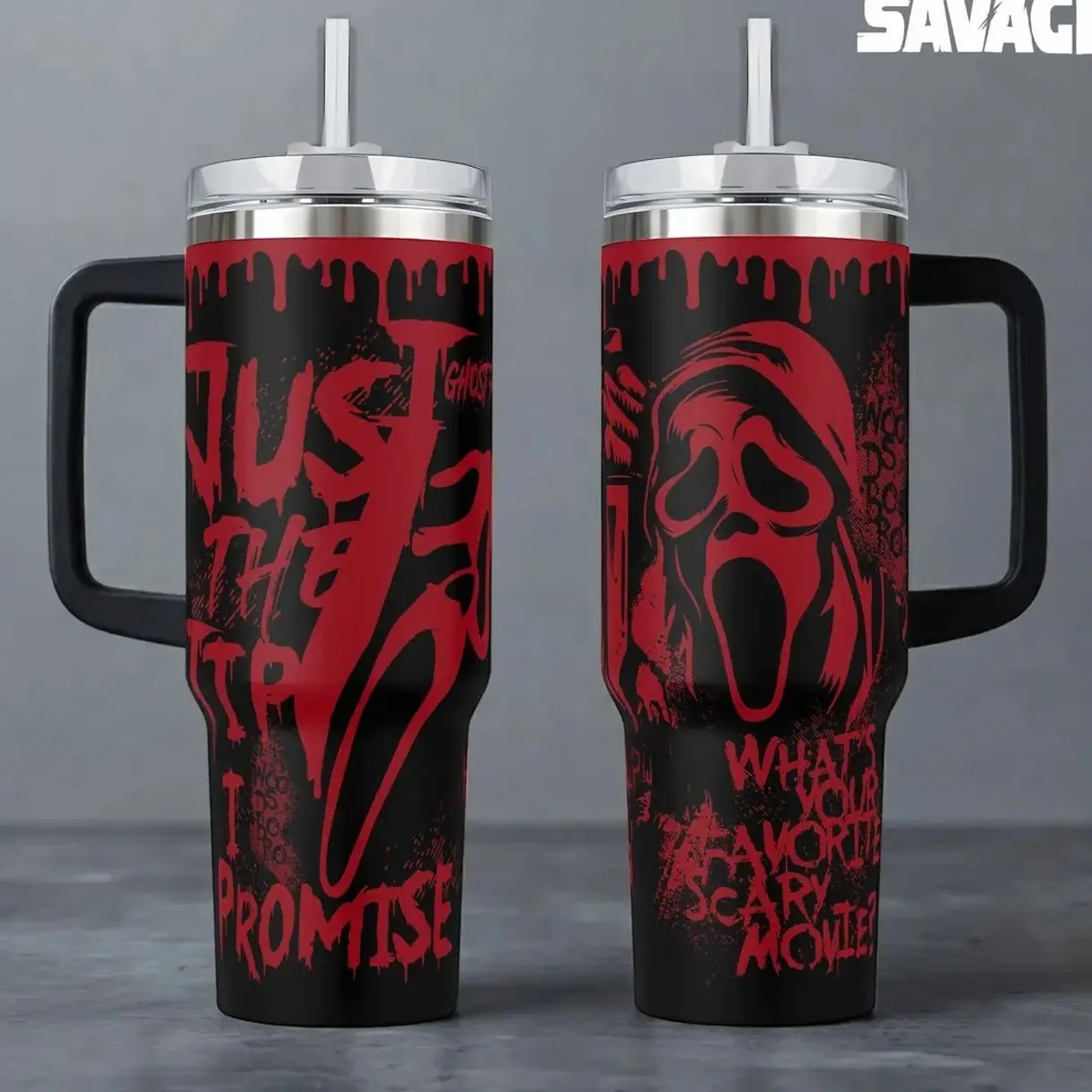 [SPECIAL] Red Ghostface Scream Tumbler 40oz 20oz Movie Custom Cup 40 oz Tumbler With Handle, Tumbler 20oz No Handle, Gifts For Fans