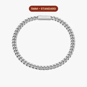 JAXXON Cuban Link Bracelet 5mm - Silver - Waterproof - Box Clasp