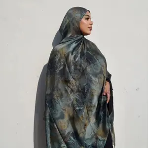 Printed Scarf Ethnic Shawls Imitation Silk Silk Advanced Marble Watermark Flower Xia Clan Scarf