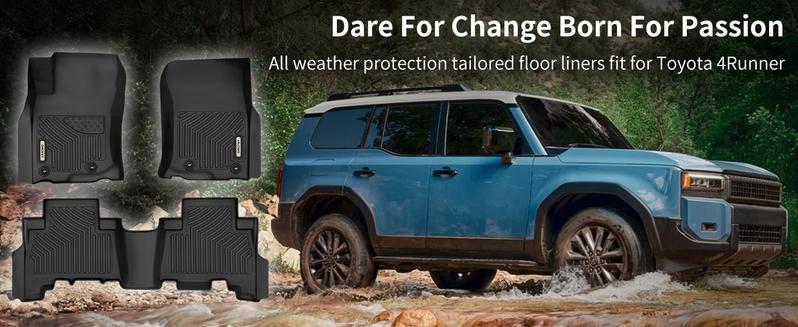 YITAMOTOR Floor Mats Fit for Toyota 4Runner 2013-2024 / Lexus GX460 2014-2023, TPE All-Weather 4Runner Car Mats Includes 1st and 2nd Row Full Set Liners, Black Protector Automotive Car Accessories Auto Parts Pet-Friendly