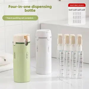 4-in-1 Durable Sustainable Plastic Classic Style Travel Dispenser Bottle  Organiser