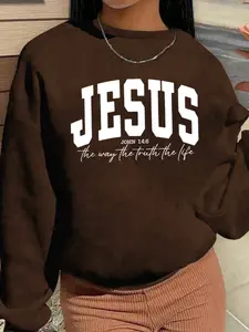 Christian Jesus Sweatshirt, Bible Verse Quote Clothing, Fashion Faith Apparel Gift, Love Jesus, Truth Life Women's Pullover, Casual Ethnic Pattern