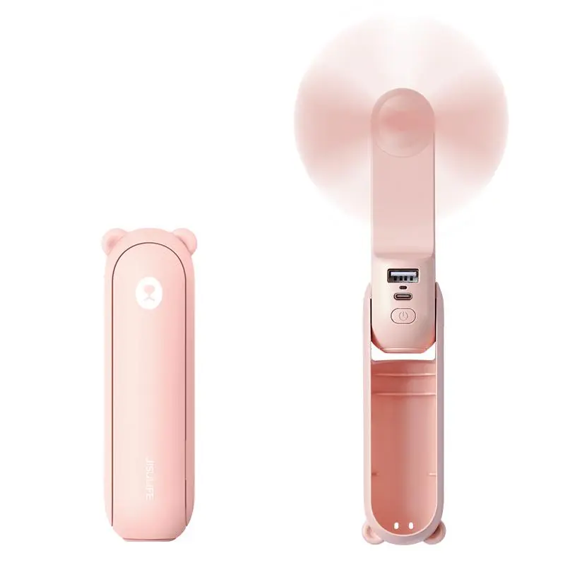 JISULIFE Multifunction Compact Palm-Sized Handheld Mini USB Fan, 3-in-1 Portable Device with 2000mAh Long-Lasting Battery, 14-21 Working Hours, Power Bank, Flashlight, Ideal Gift for Moms, Concert Use