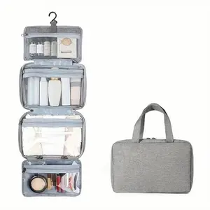 Waterproof Foldable Toiletry Bag, 1-Count Multifunctional Travel Cosmetic Organizer, Large-Capacity Portable Hanging Toiletry Bag for Business Trips, Vacations, Gym and Camping, Multifunctional Toiletry Bag