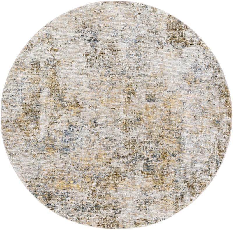 Livabliss Naila Modern Machine-Woven Contemporary Round Rug - 7'10"x7'10" Tan, Fringe Detail, Polyester Face, Indoor Household Textile, Non-Custom Soft Furnishing, 7'10" X 7'10"