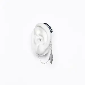 Lonely Feather Silver Deafmetal USA Hearing Aid Retention Jewelry