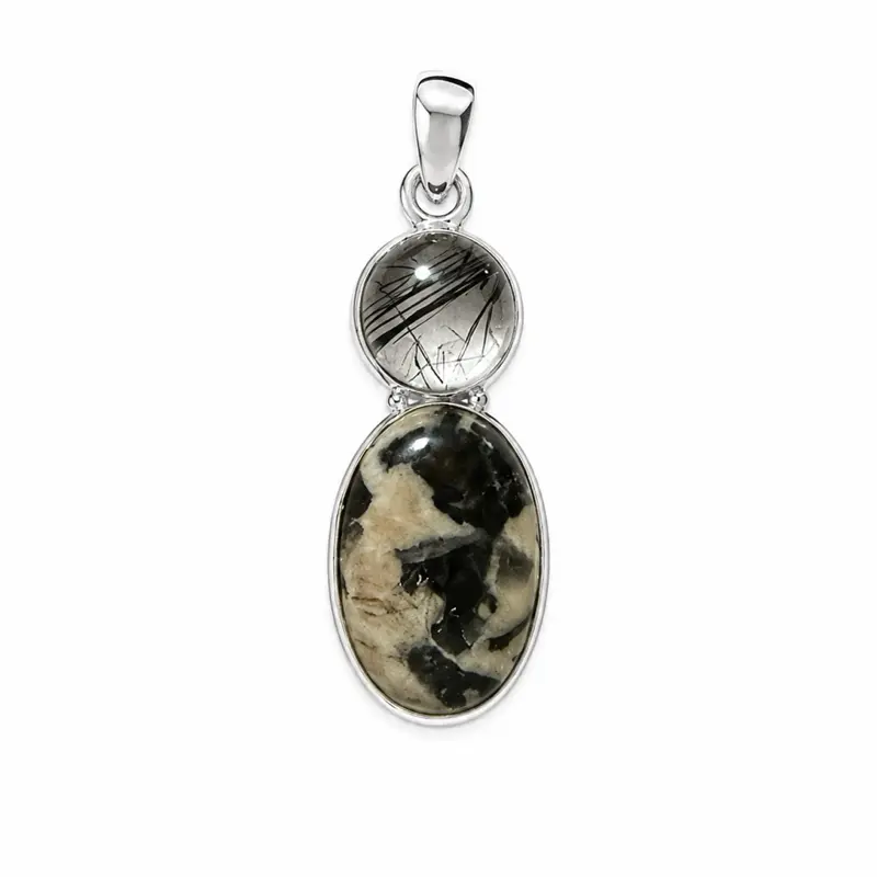 Black Rutilated Quartz & Picasso Jasper