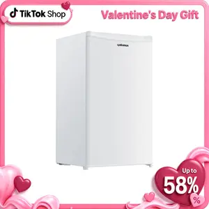 Upstreman mini fridges 3.2 Cu.Ft with Freezer Compact Single-Door Fridge for Dorm Office Bedroom BR321 Adjustable Temp Thermostat Quiet Operation 3 Shelves Crisper Drawer white fridge brands Small pantry drink fridge skincare fridge refrigerator