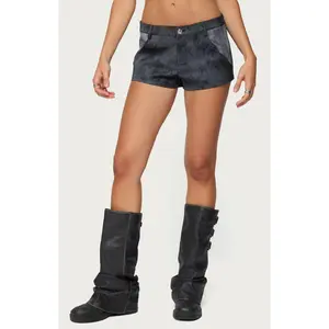 Edikted Women's Rhiley Contrast Faux Suede Micro Shorts