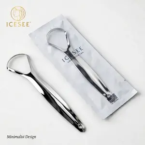 ICESEE TStainless Steel Tongue Scraper Cleaner Set,, U-Shaped Tongue Cleaner for Fresh Breath, Oral Hygiene Tool for Adults
