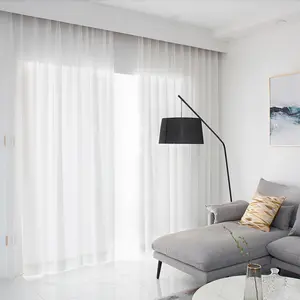 2 Panels White Sheer Curtains - Lightweight Soft Window Treatment for Bedroom, Kitchen, Living Room & Rod Pocket Top, 63, 84, 95, 108 Inches Length Interior Decoration Accessories Home Textile