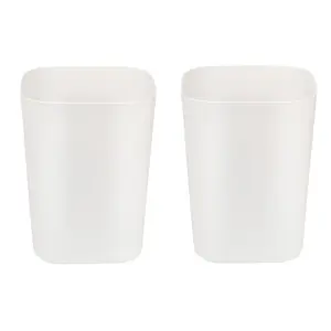 2 Gallon Small Trash Can Garbage Can Wastebasket for Bathroom Bedroom Kitchen Office (White, 2 Pack)