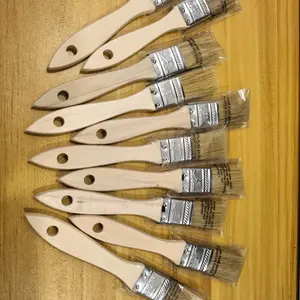 10-Piece Set 1-Inch Flat Brush Paint Brushes, Ideal for Art, Handicrafts, Plastering, Painting, Staining, Varnishing, Glue Application