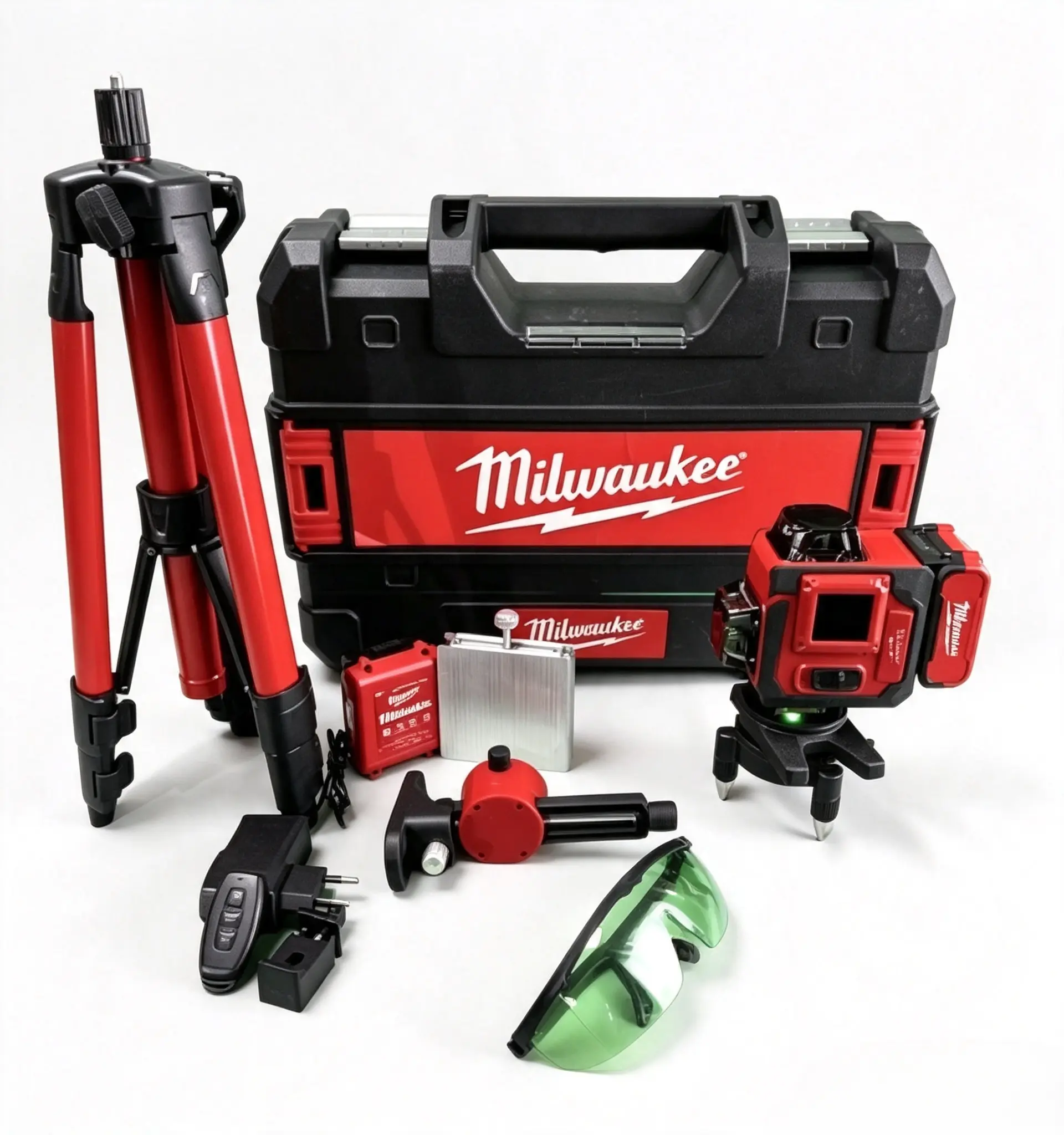 Milwaukee 4D 16 Lines Green Laser Level Set, 360° Self Leveling Cross Line Laser Level with Tripod, Full Accessories Kit for Construction Tiling