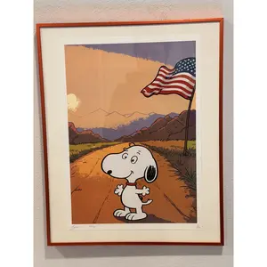 DEATH NYC Snoopy American Flag Desert Print Signed Framed Custom Red