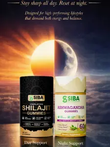 Siba Vitamins Day + Night Wellness Stack | Shilajit + Ashwagandha Gummies | Day + Night Wellness Stack