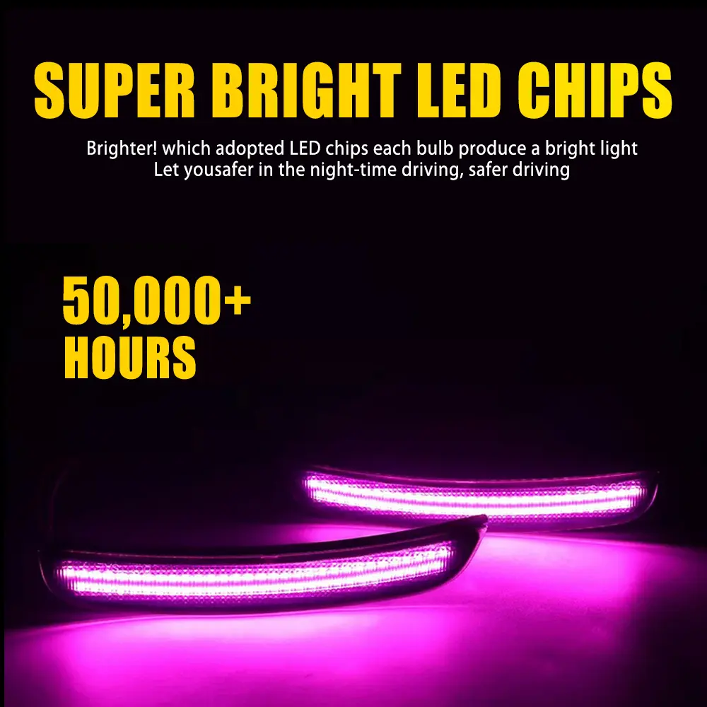 AUTOONE For 2015-2022 Dodge Charger Side Marker Signal Lights LED Front&Rear Bumper Pink Purple 4Pcs Waterproof Smoked Lens  Plug and Play White