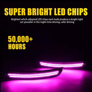 AUTOONE For 2015-2022 Dodge Charger Side Marker Signal Lights LED Front&Rear Bumper Pink Purple 4Pcs Waterproof Smoked Lens  Plug and Play White