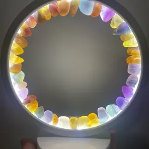 Fluorite circle lamps Crystal Lamps 3 settings Metal Base