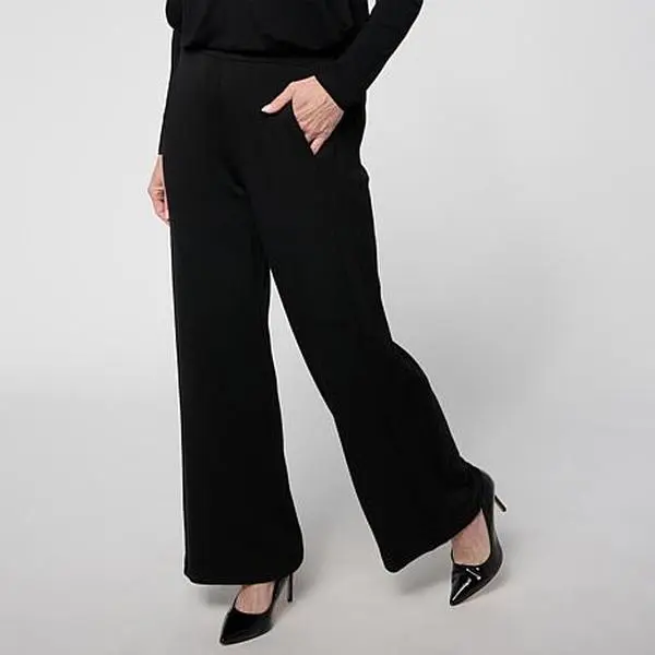 MarlaWynne WynneLayers Cloud Knit Pin Tuck Front Wide Leg Pant
