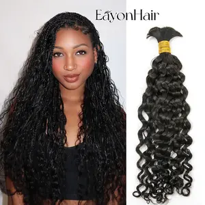 Eayon Hair Bulk Braiding Hair, 100% Human Hair for Braiding, Multiple Curl Patterns,Natural Color,Soft Natural Hair for Boho Knotless Braids