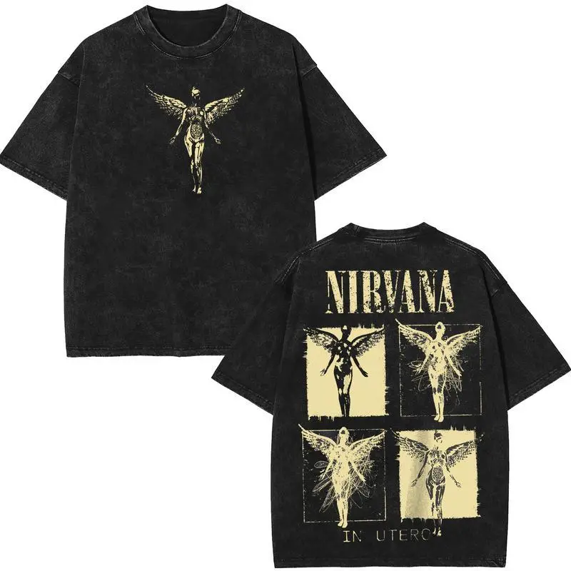Nirvana Mineral Washed Vintage T-Shirt Movie Series Tee Streetwear Menswear Gift for fans Casual Classic graphic tees men gifts Aesthetic