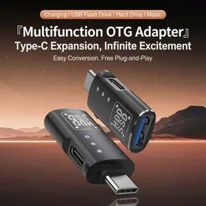 Two-in-one multi-functional OTG adapter - TYPE-C to USB 3.0 for connecting USB flash drive, data transmission, charging, earphone for listening to music, conversion adapter, charging cable